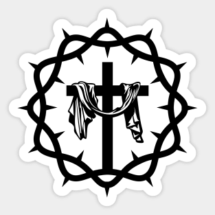 The crown of thorns and the cross of Jesus Sticker